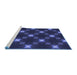 Sideview of Machine Washable Transitional Royal Blue Rug, wshpat3600blu