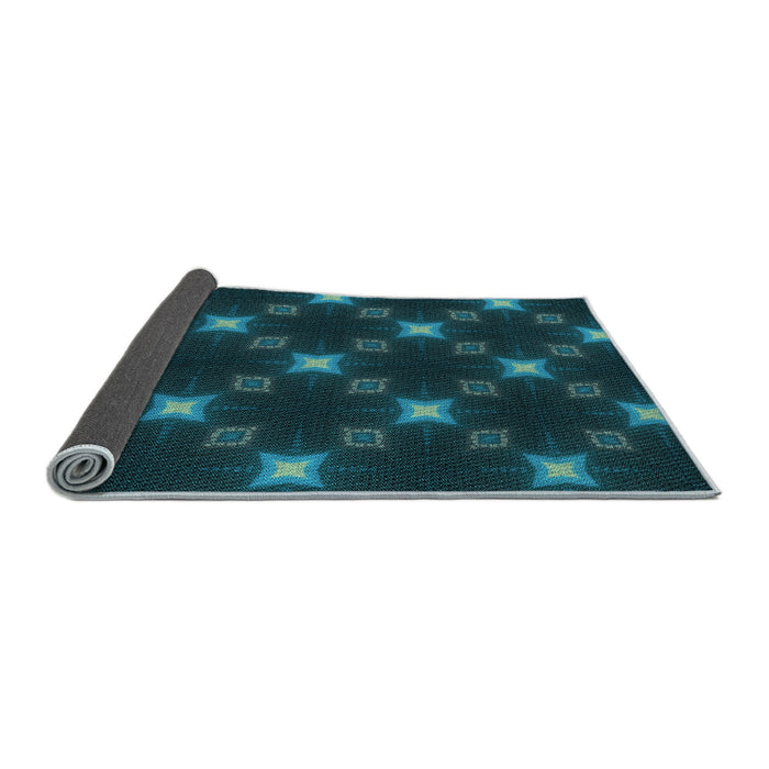 Thickness of Patterned Dark Cyan Green Rug, pat3600lblu