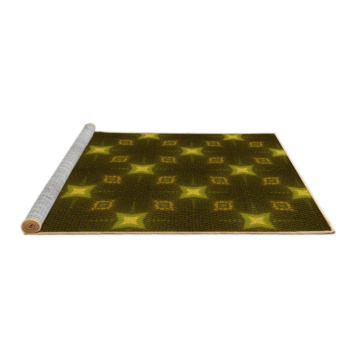 Sideview of Machine Washable Transitional Dark Yellow Green Rug, wshpat3600yw