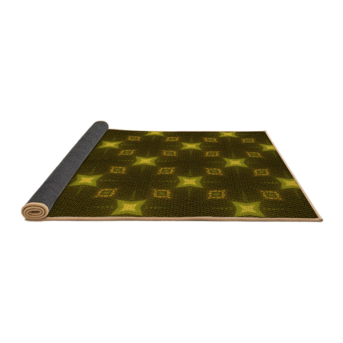 Thickness of Patterned Dark Yellow Green Rug, pat3600yw