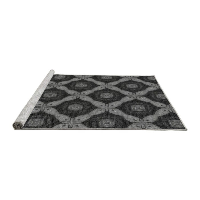 Sideview of Machine Washable Transitional Charcoal Black Rug, wshpat3601gry