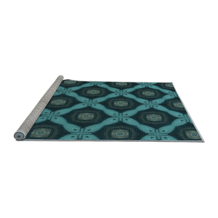 Sideview of Machine Washable Transitional Deep Teal Green Rug, wshpat3601lblu