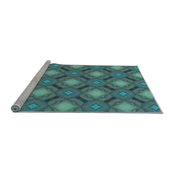 Sideview of Machine Washable Transitional Deep-Sea Green Rug, wshpat3602lblu