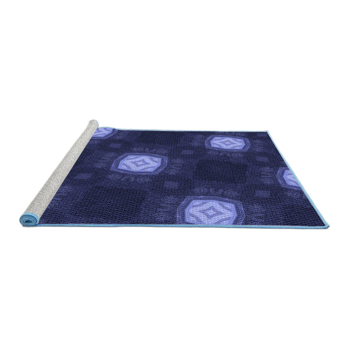 Sideview of Machine Washable Transitional Night Blue Rug, wshpat3604blu