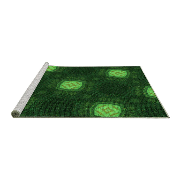 Sideview of Machine Washable Transitional Green Rug, wshpat3604grn