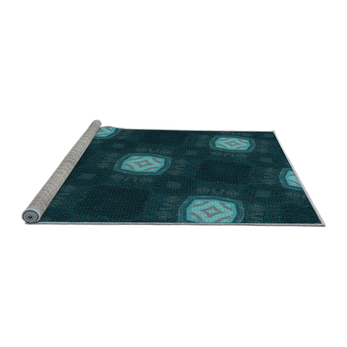 Sideview of Machine Washable Transitional Dark Cyan Green Rug, wshpat3604lblu