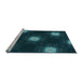 Sideview of Machine Washable Transitional Dark Cyan Green Rug, wshpat3604lblu