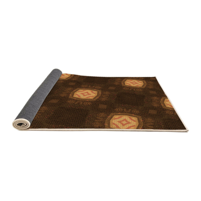 Thickness of Patterned Mahogany Brown Rug, pat3604org