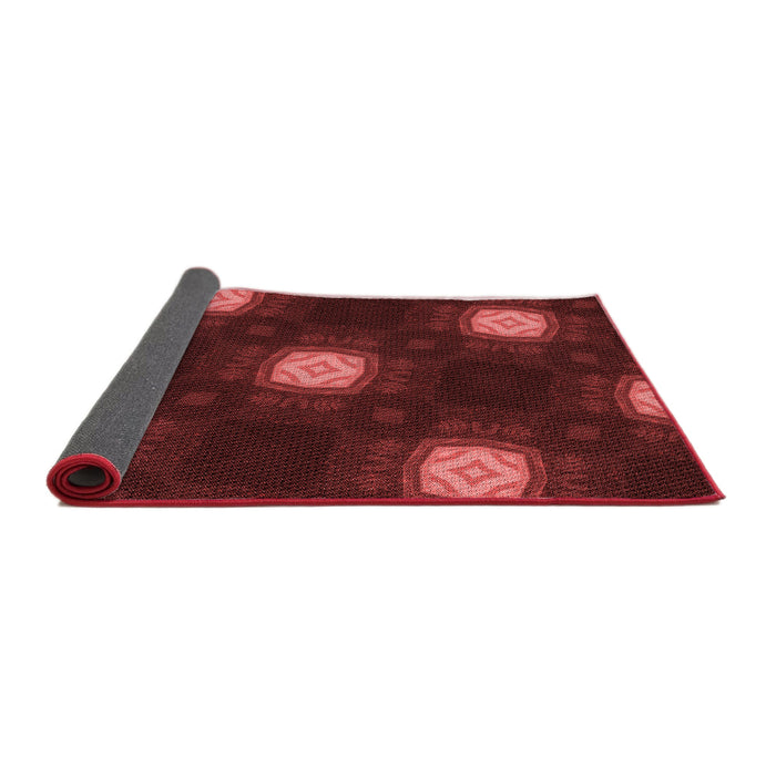 Thickness of Patterned Maroon Red Rug, pat3604rd