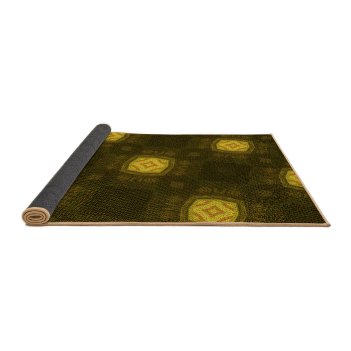 Thickness of Patterned Dark Yellow Green Rug, pat3604yw