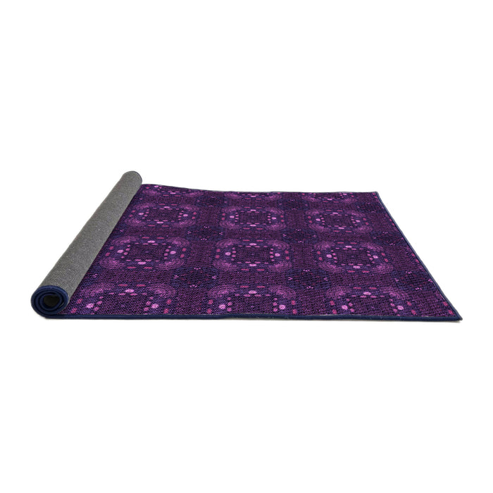 Thickness of Patterned Dark Purple Rug, pat3605pur