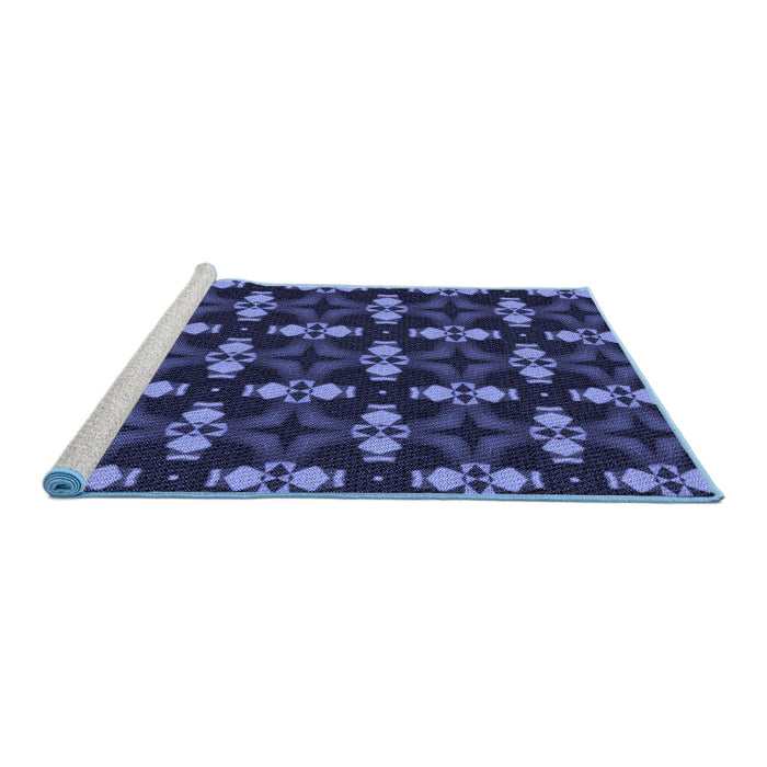Sideview of Machine Washable Transitional Night Blue Rug, wshpat3606blu