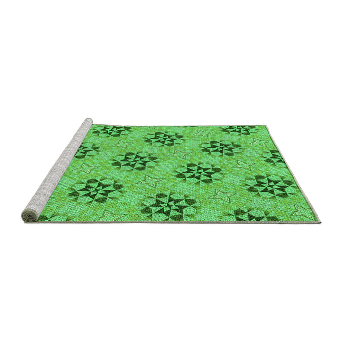 Sideview of Machine Washable Transitional Neon Green Rug, wshpat3610grn