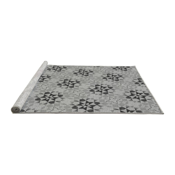 Sideview of Machine Washable Transitional Silver Gray Rug, wshpat3610gry