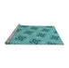 Sideview of Machine Washable Transitional Deep-Sea Green Rug, wshpat3610lblu