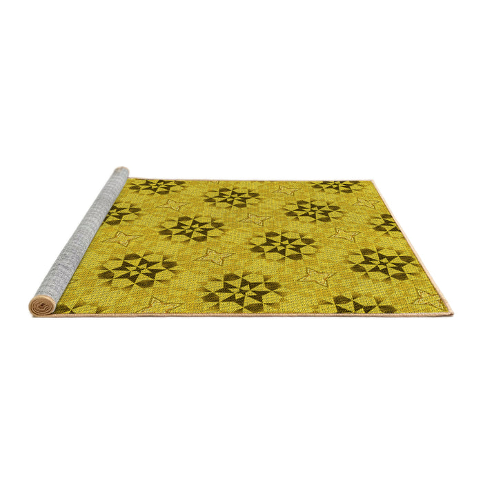 Sideview of Machine Washable Transitional Dark Golden Brown Rug, wshpat3610yw