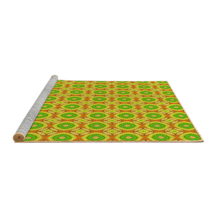 Sideview of Machine Washable Transitional Green Yellow Green Rug, wshpat3611yw