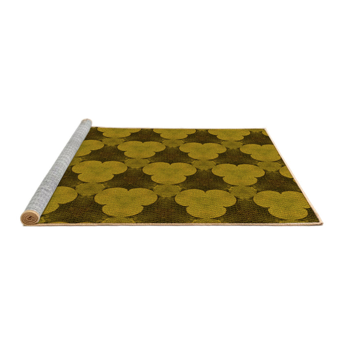 Sideview of Machine Washable Transitional Caramel Brown Rug, wshpat3612yw