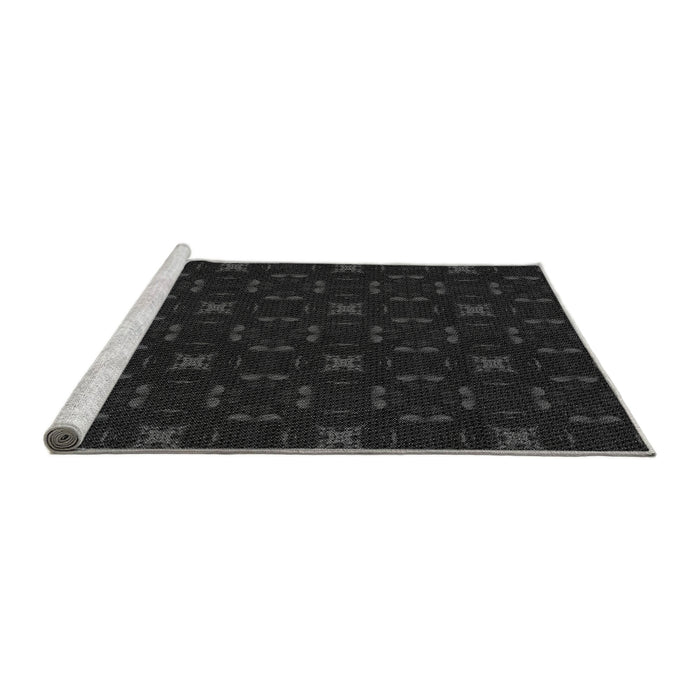 Sideview of Machine Washable Transitional Black Rug, wshpat3613gry