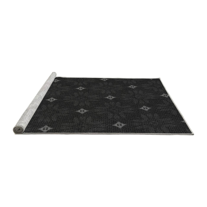 Sideview of Machine Washable Transitional Black Rug, wshpat3614gry