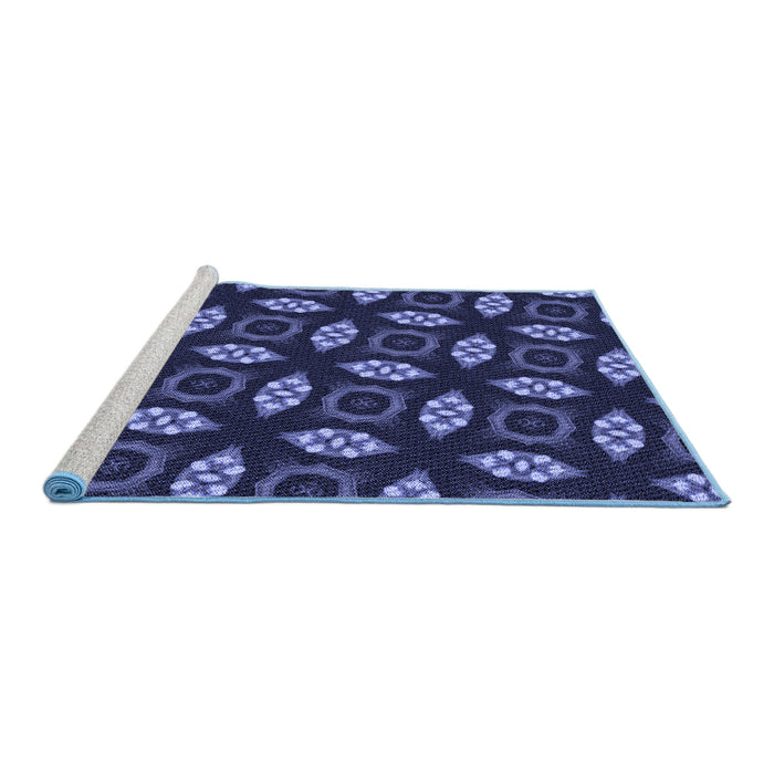 Sideview of Machine Washable Transitional Night Blue Rug, wshpat3616blu