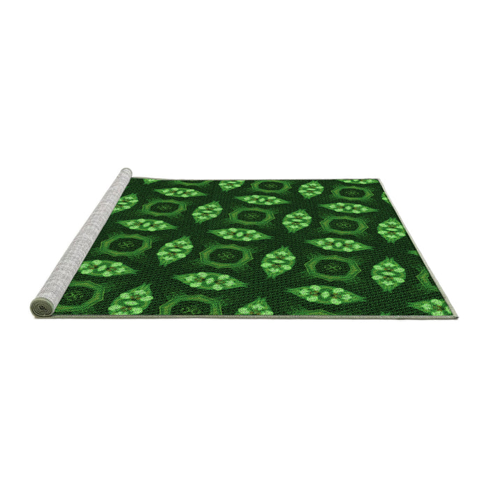 Sideview of Machine Washable Transitional Dark Forest Green Rug, wshpat3616grn