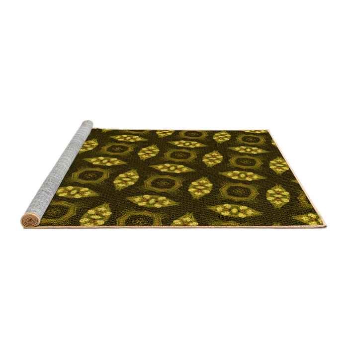 Sideview of Machine Washable Transitional Black Brown Rug, wshpat3616yw