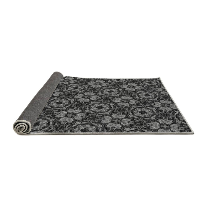 Thickness of Patterned Charcoal Black Rug, pat3617gry