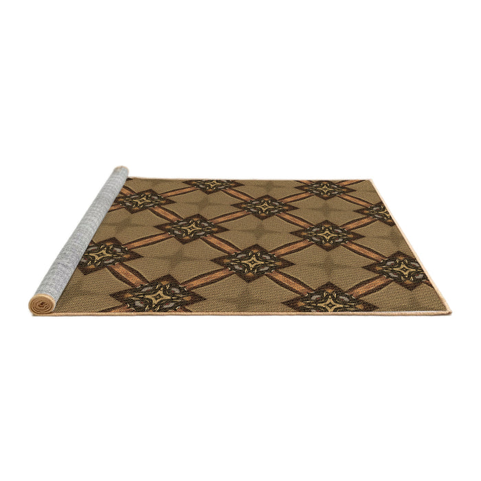 Sideview of Machine Washable Transitional Cinnamon Brown Rug, wshpat3618brn