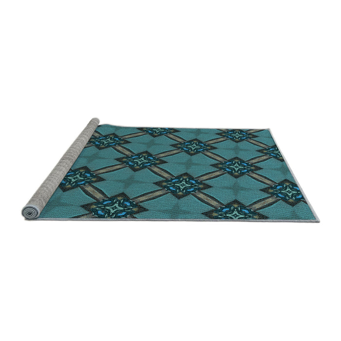Sideview of Machine Washable Transitional Dark Blue Grey Blue Rug, wshpat3618lblu
