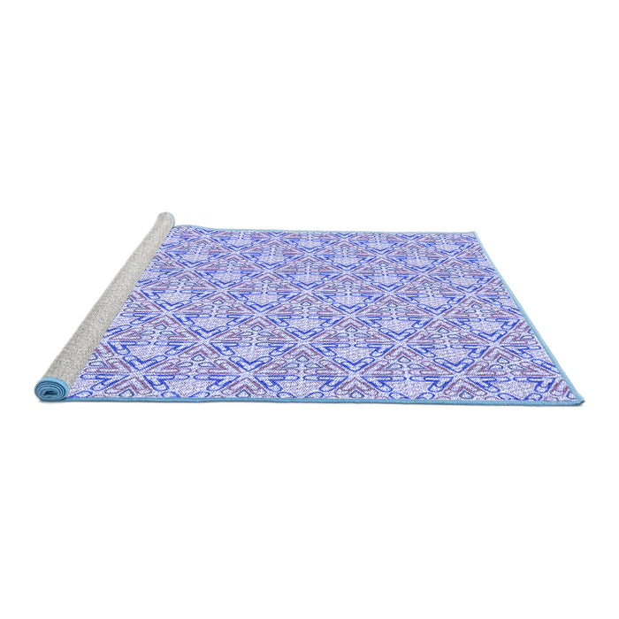 Sideview of Machine Washable Transitional Blue Rug, wshpat362blu