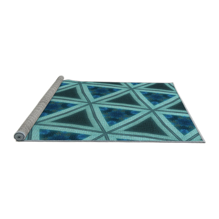 Sideview of Machine Washable Transitional Teal Green Rug, wshpat3620lblu