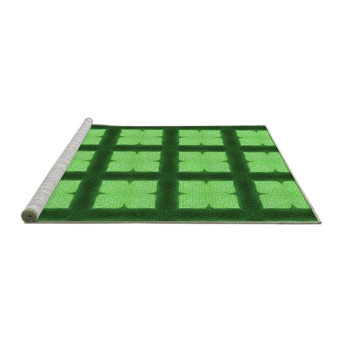 Sideview of Machine Washable Transitional Deep Emerald Green Rug, wshpat3621grn