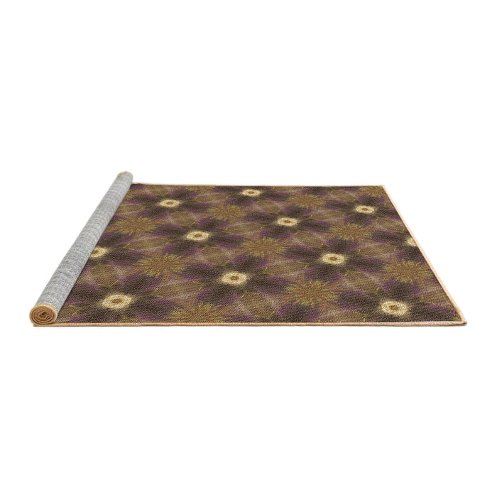 Sideview of Machine Washable Transitional Copper Brown Rug, wshpat3623brn