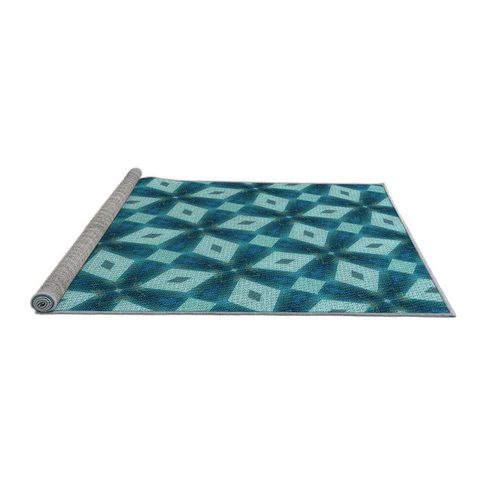 Sideview of Machine Washable Transitional Dark Cyan Green Rug, wshpat3624lblu
