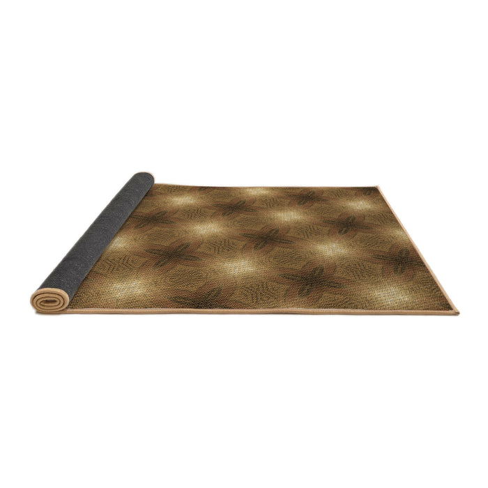 Thickness of Patterned Dark Bronze Brown Rug, pat3625brn