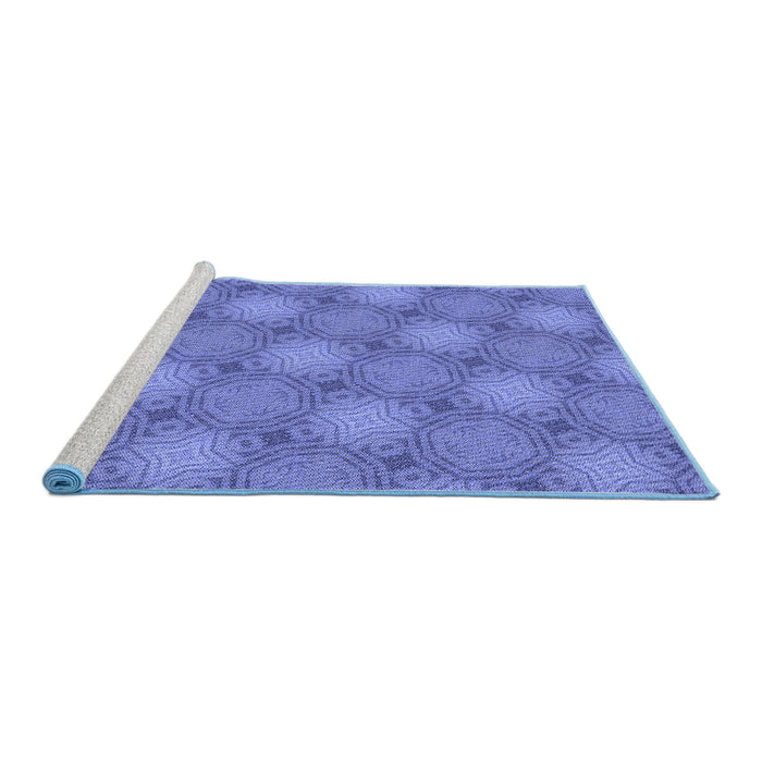 Sideview of Machine Washable Transitional Sky Blue Rug, wshpat3626blu