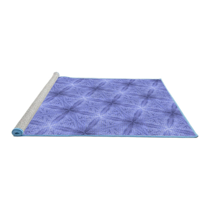 Sideview of Machine Washable Transitional Sky Blue Rug, wshpat3627blu
