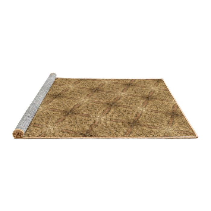 Sideview of Machine Washable Transitional Yellow Rug, wshpat3627brn