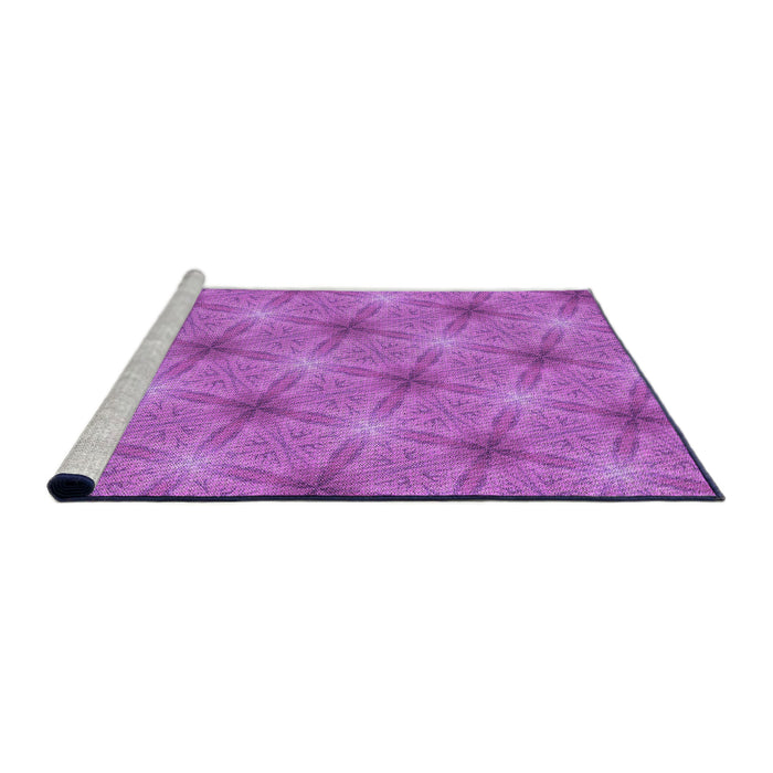 Sideview of Machine Washable Transitional Bright Neon Pink Purple Rug, wshpat3627pur