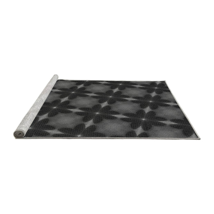Sideview of Machine Washable Transitional Charcoal Black Rug, wshpat3628gry