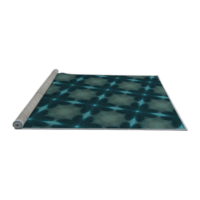 Sideview of Machine Washable Transitional Dark Cyan Green Rug, wshpat3628lblu