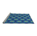 Sideview of Machine Washable Transitional Blueberry Blue Rug, wshpat363lblu