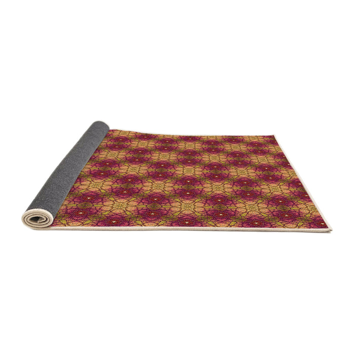 Thickness of Patterned Crimson Red Rug, pat363org