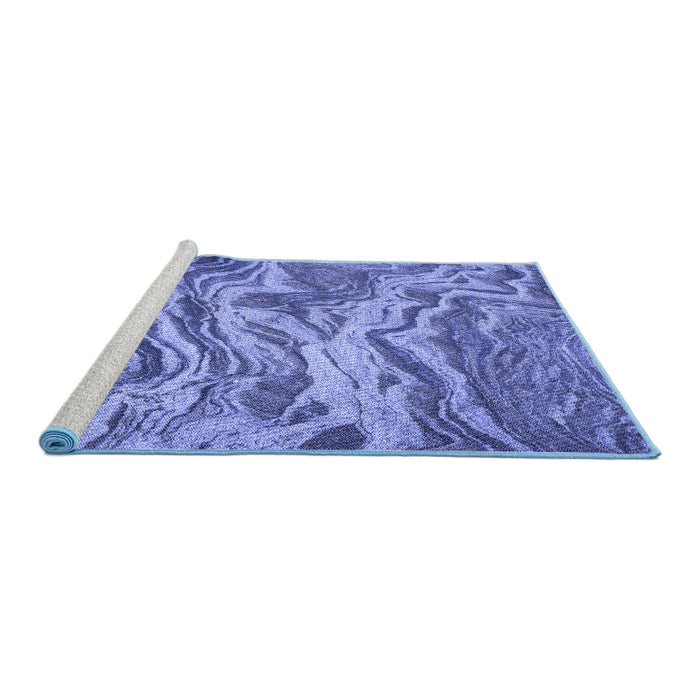 Sideview of Machine Washable Transitional Sky Blue Rug, wshpat3631blu