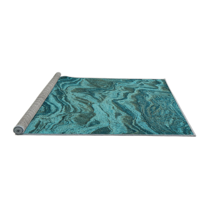 Sideview of Machine Washable Transitional Teal Green Rug, wshpat3631lblu