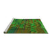 Sideview of Machine Washable Transitional Army Green Rug, wshpat3634grn