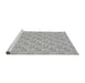 Sideview of Machine Washable Transitional Platinum Silver Gray Rug, wshpat3635gry