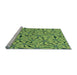 Sideview of Machine Washable Transitional Seaweed Green Rug, wshpat3636lblu