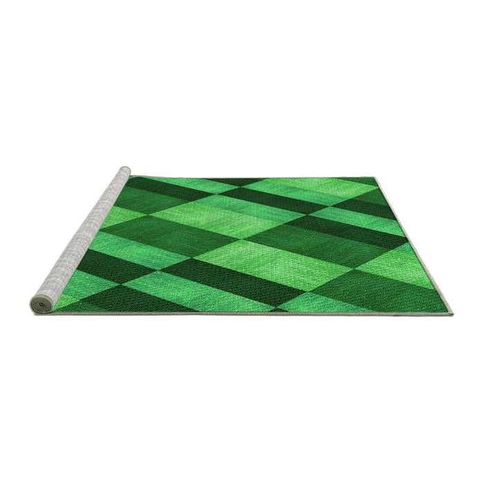 Sideview of Machine Washable Transitional Green Rug, wshpat3637grn